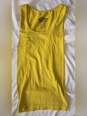 Y2k Lip Stick Bright Yellow Ribbed Scoop Neck Tank One Size Fits All NWOT
